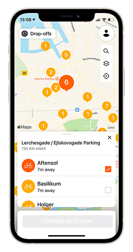 Find your bike in the app